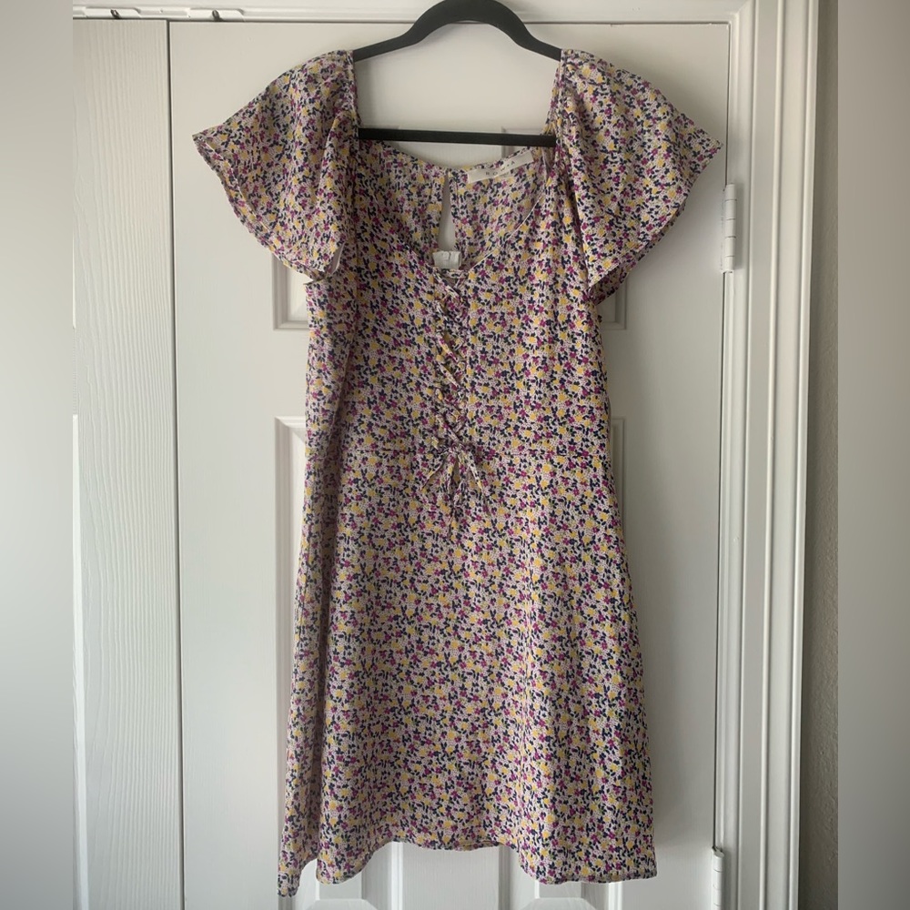 R O W  A, Ruffled Cap Sleeve, Back Zipper, Cute Dress. 
Sz L
NWT